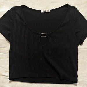 Love J Black Ribbed Crop Top \ Size XL